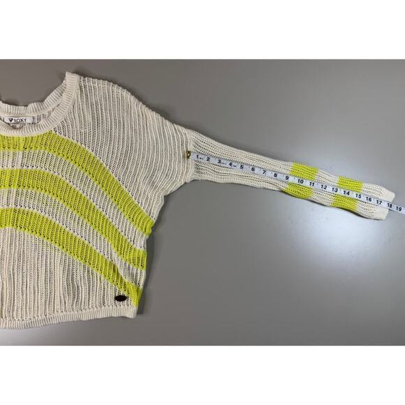 Roxy Juniors Rocky Point Stripe Crew Neck Open Knit Sunshine Layering Sweater XL - Picture 11 of 15